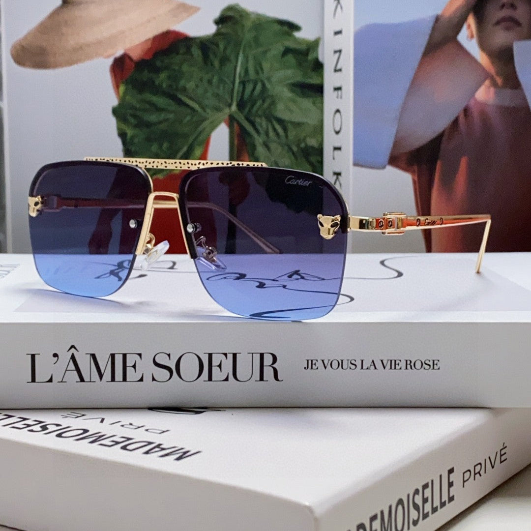 PANTHÈRE SQUARE FRAME SUNGLASSES 543534 IN METAL - Blue