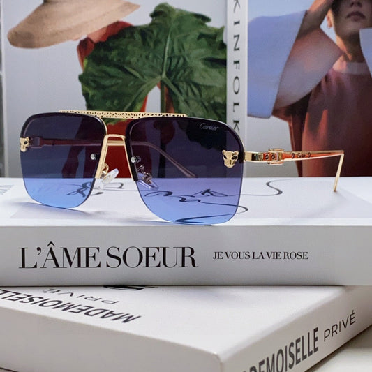 PANTHÈRE SQUARE FRAME SUNGLASSES 543534 IN METAL - Blue