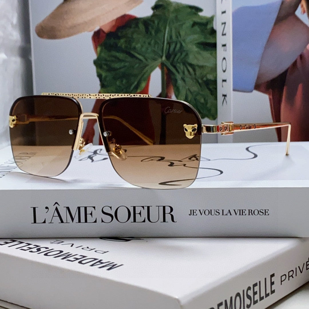 PANTHÈRE SQUARE FRAME SUNGLASSES 543534 IN METAL - Blue