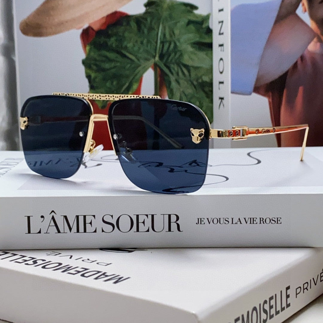 PANTHÈRE SQUARE FRAME SUNGLASSES 543534 IN METAL - Blue
