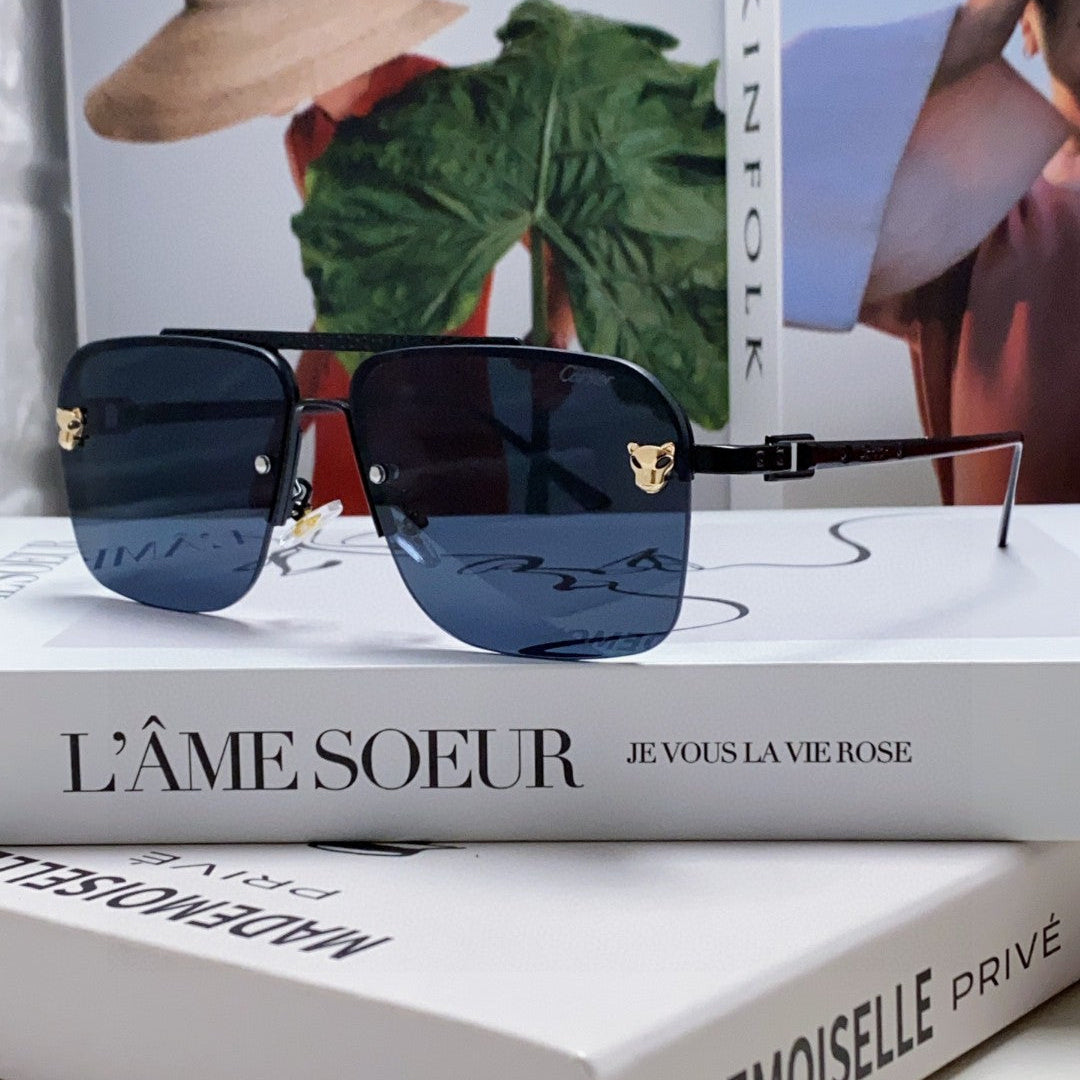 PANTHÈRE SQUARE FRAME SUNGLASSES 543534 IN METAL - Blue
