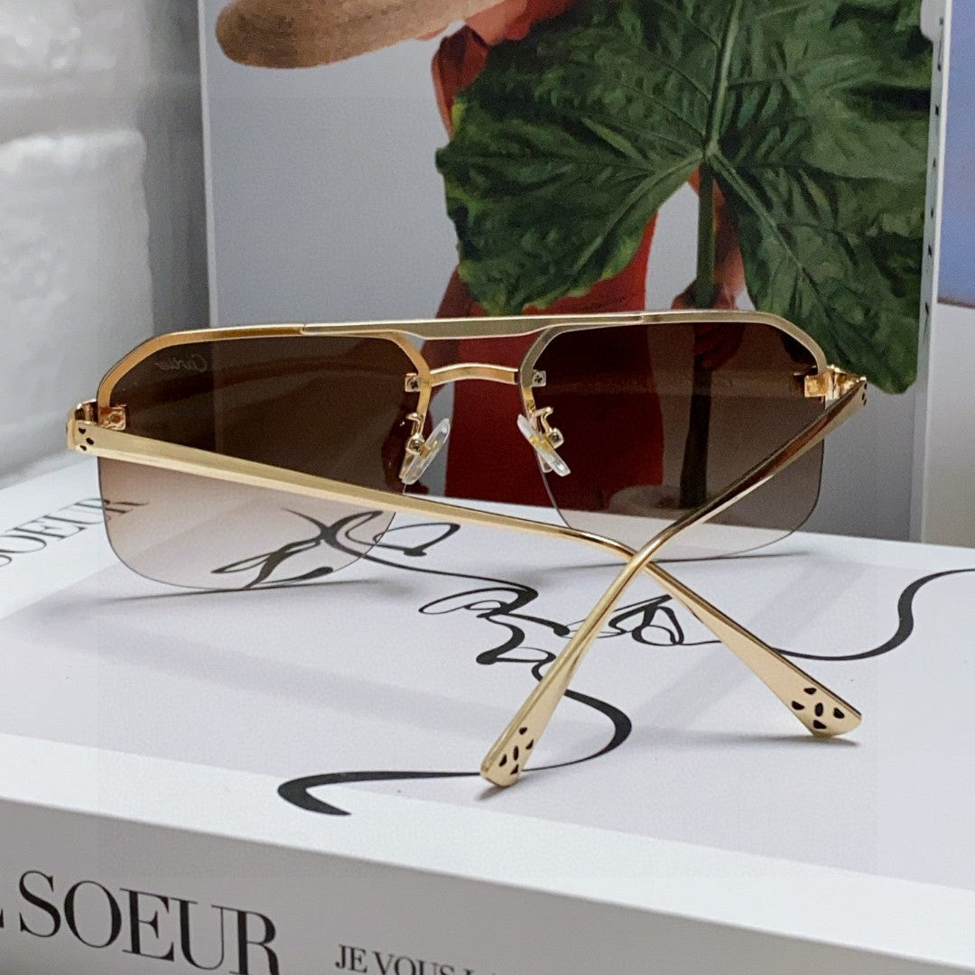 PANTHÈRE RIMLESS RECTANGULAR FRAME SUNGLASSES 543546 IN METAL - Black
