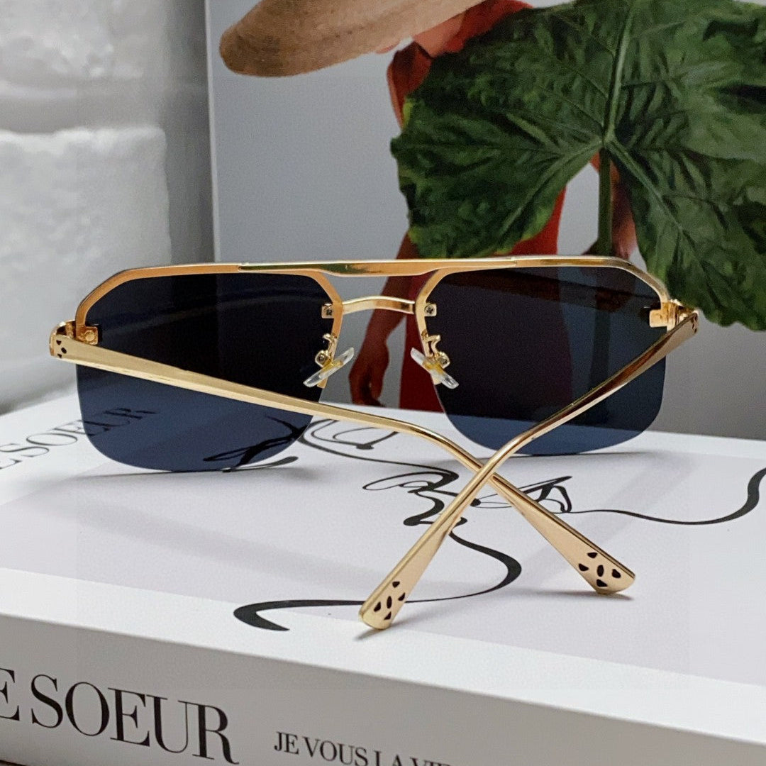 PANTHÈRE RIMLESS RECTANGULAR FRAME SUNGLASSES 543546 IN METAL - Black