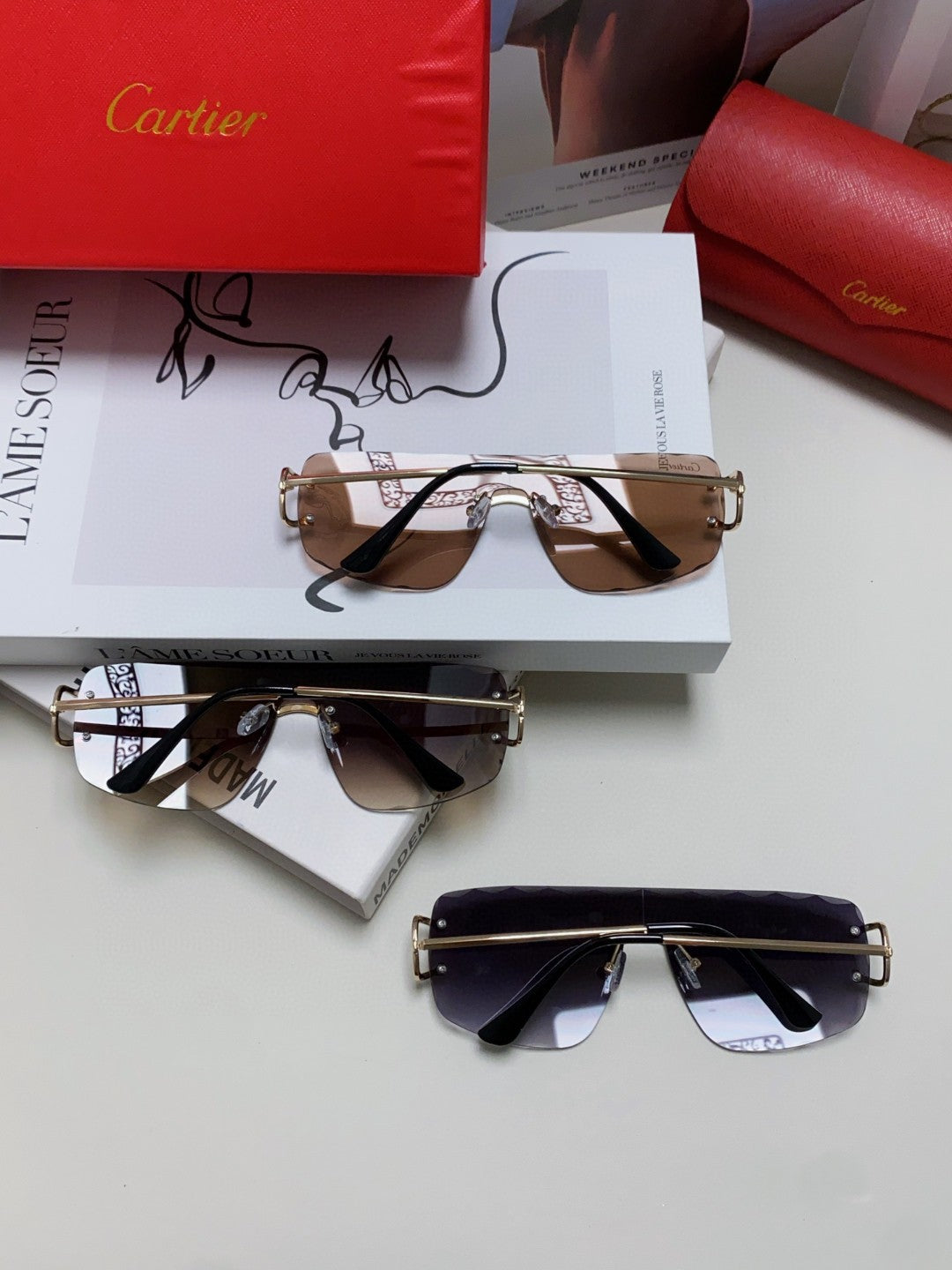 C DE RIMLESS NAVIGATOR FRAME SUNGLASSES 548665 IN METAL - Dark purple