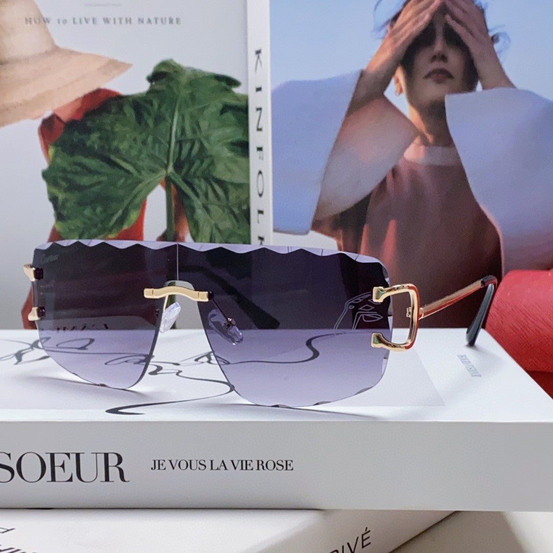 C DE RIMLESS NAVIGATOR FRAME SUNGLASSES 548665 IN METAL - Dark purple
