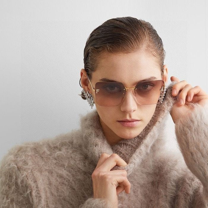 FIRST CRYSTAL SQUARE FRAME SUNGLASSES FE4082US IN METAL - Purple pink