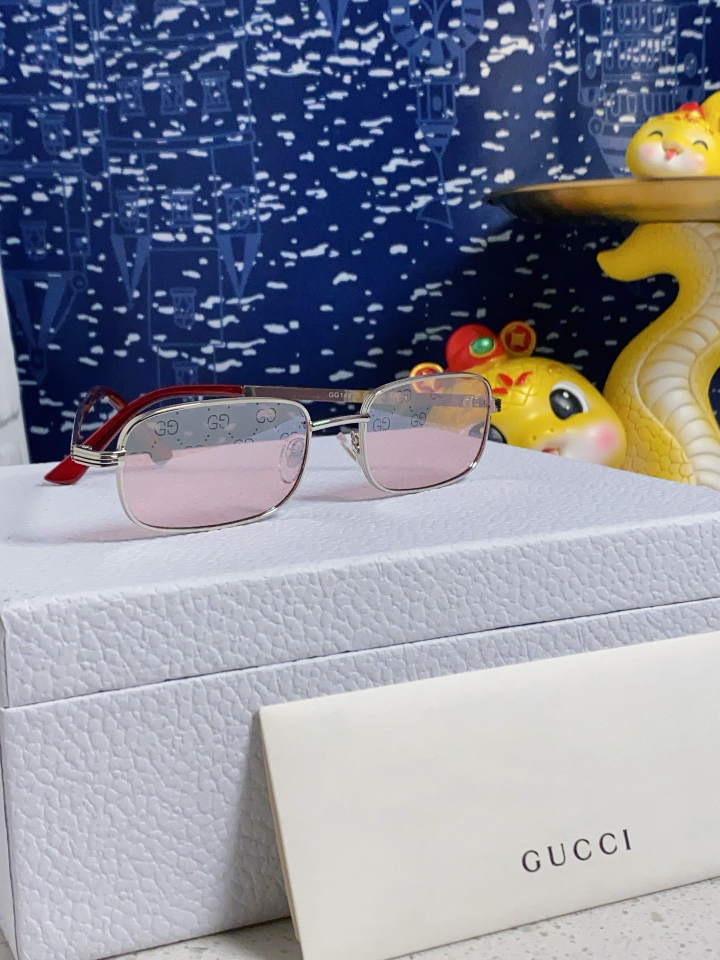 RECTANGULAR FRAME SUNGLASSES GG1457S IN METAL - Black