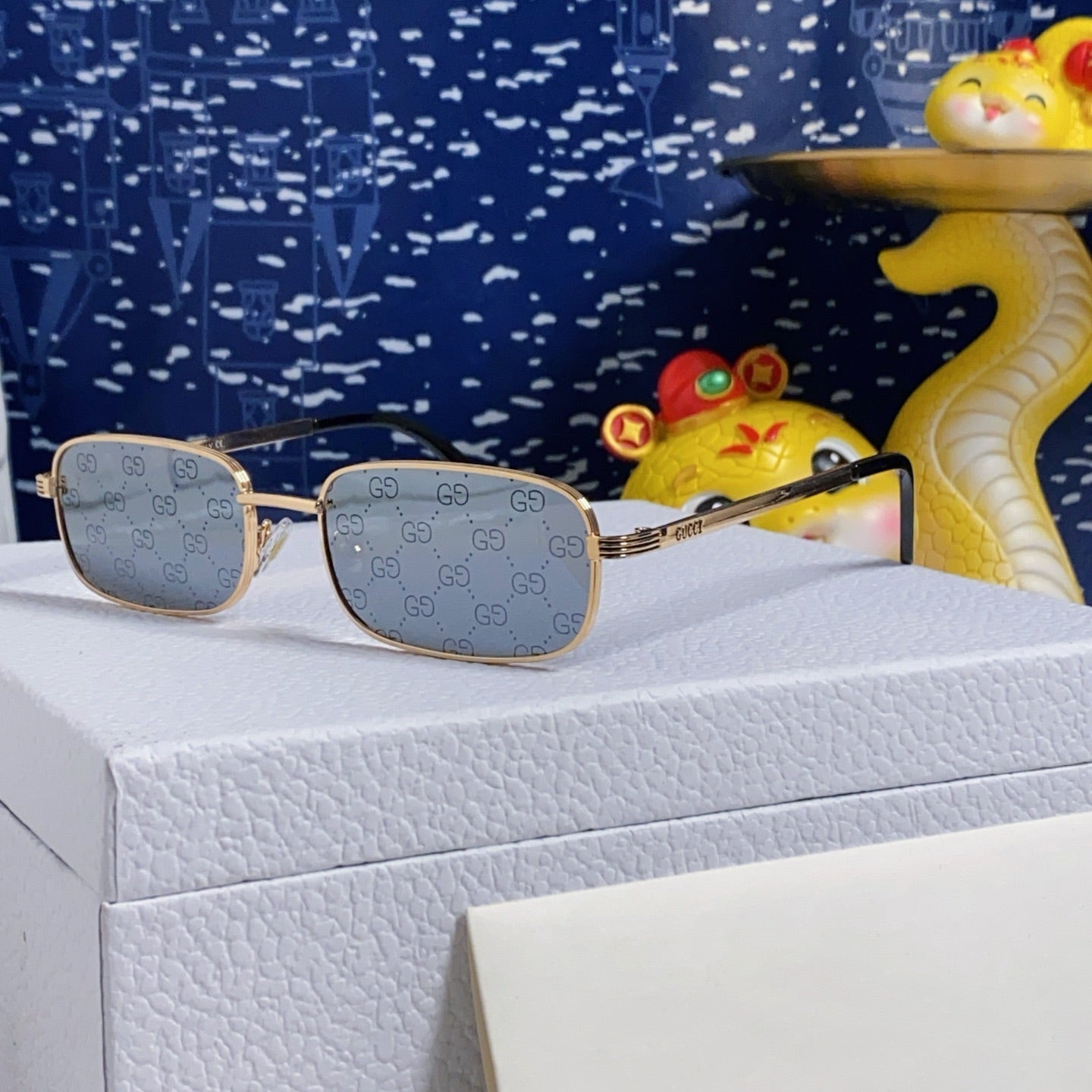 RECTANGULAR FRAME SUNGLASSES GG1457S IN METAL - Black