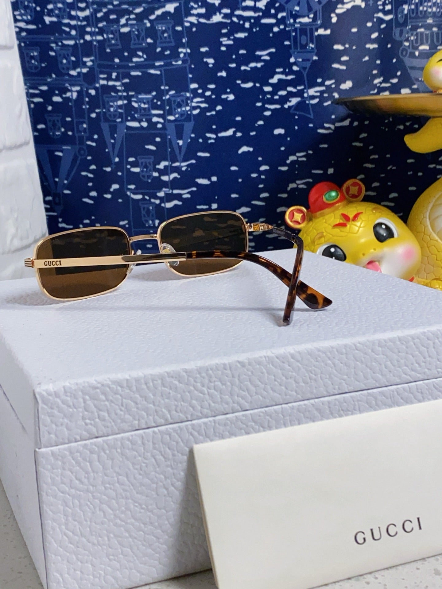 RECTANGULAR FRAME SUNGLASSES GG1457S IN METAL - Black
