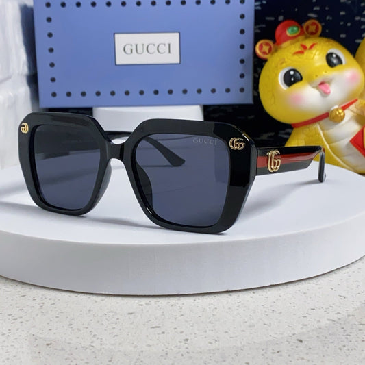GG EMBOSSED LOGO SQUARE FRAME SUNGLASSES 563171 IN ACETATE - Black