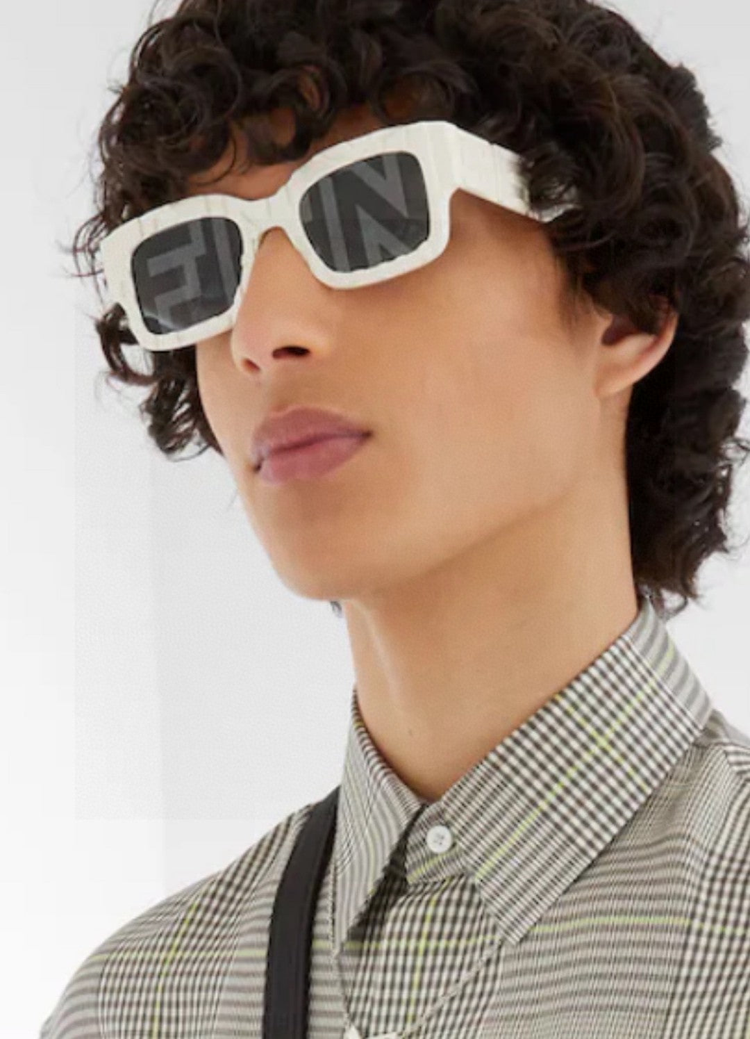 ROMA EMBOSSED RECTANGULAR FRAME SUNGLASSES 527221 IN ACETATE - White/ blue