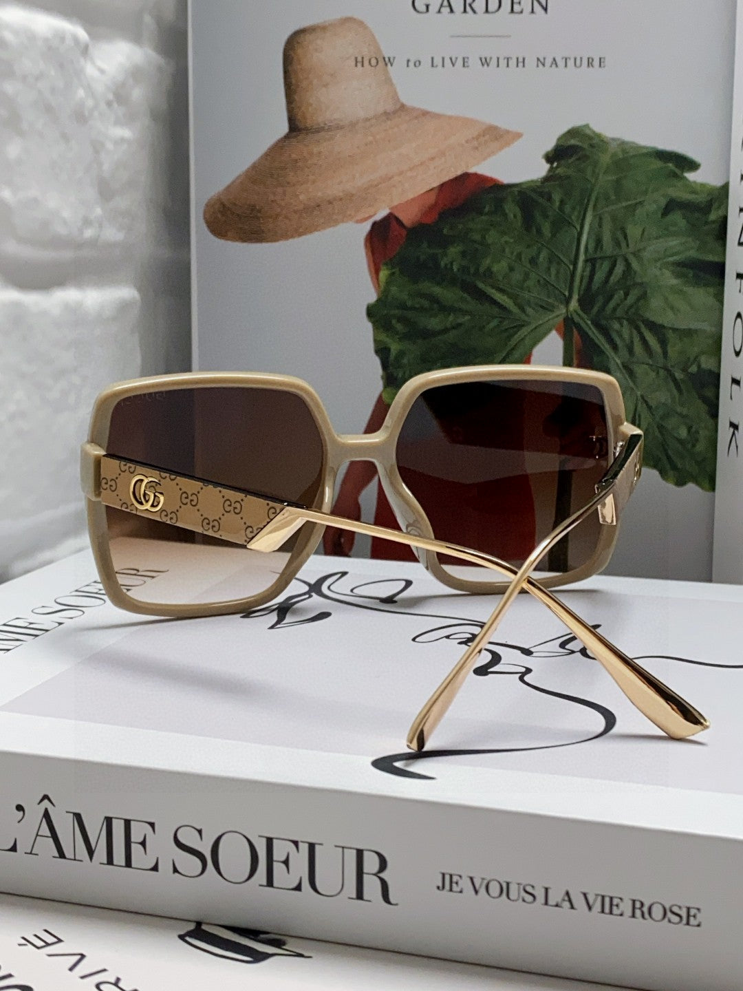 SQUARE FRAME SUNGLASSES  567447 IN ACETATE - Brown