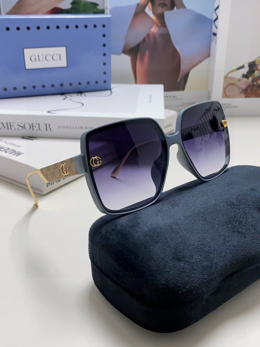 SQUARE FRAME SUNGLASSES  567447 IN ACETATE - Brown