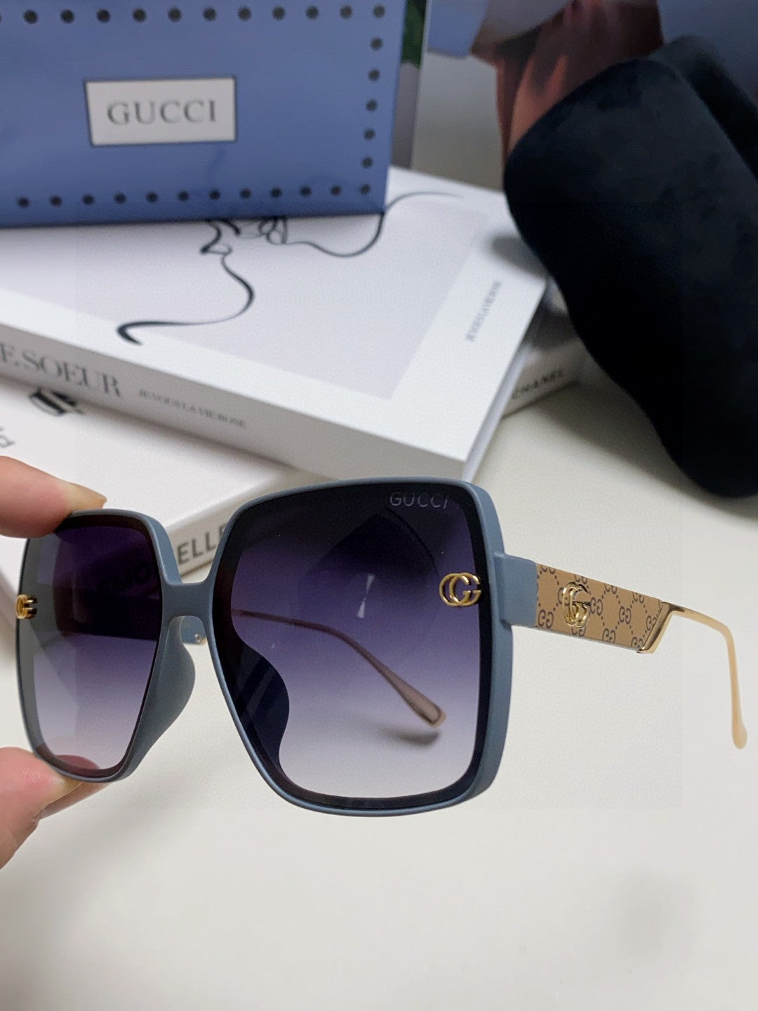 SQUARE FRAME SUNGLASSES  567447 IN ACETATE - Brown