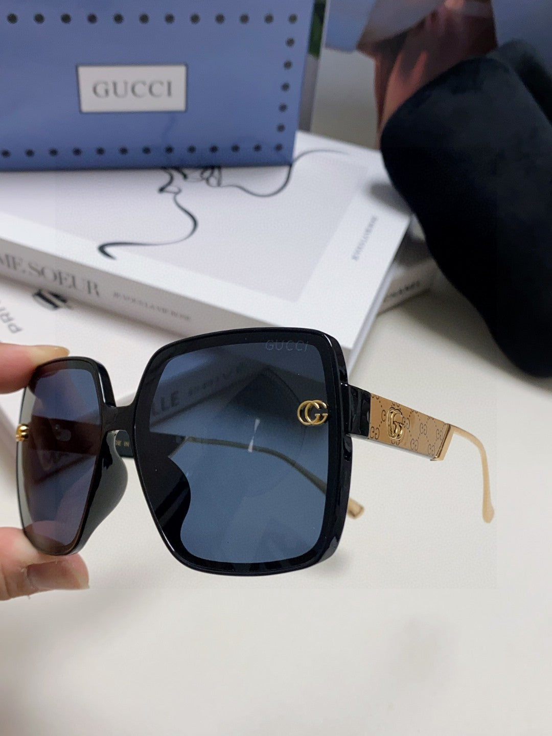 SQUARE FRAME SUNGLASSES  567447 IN ACETATE - Brown