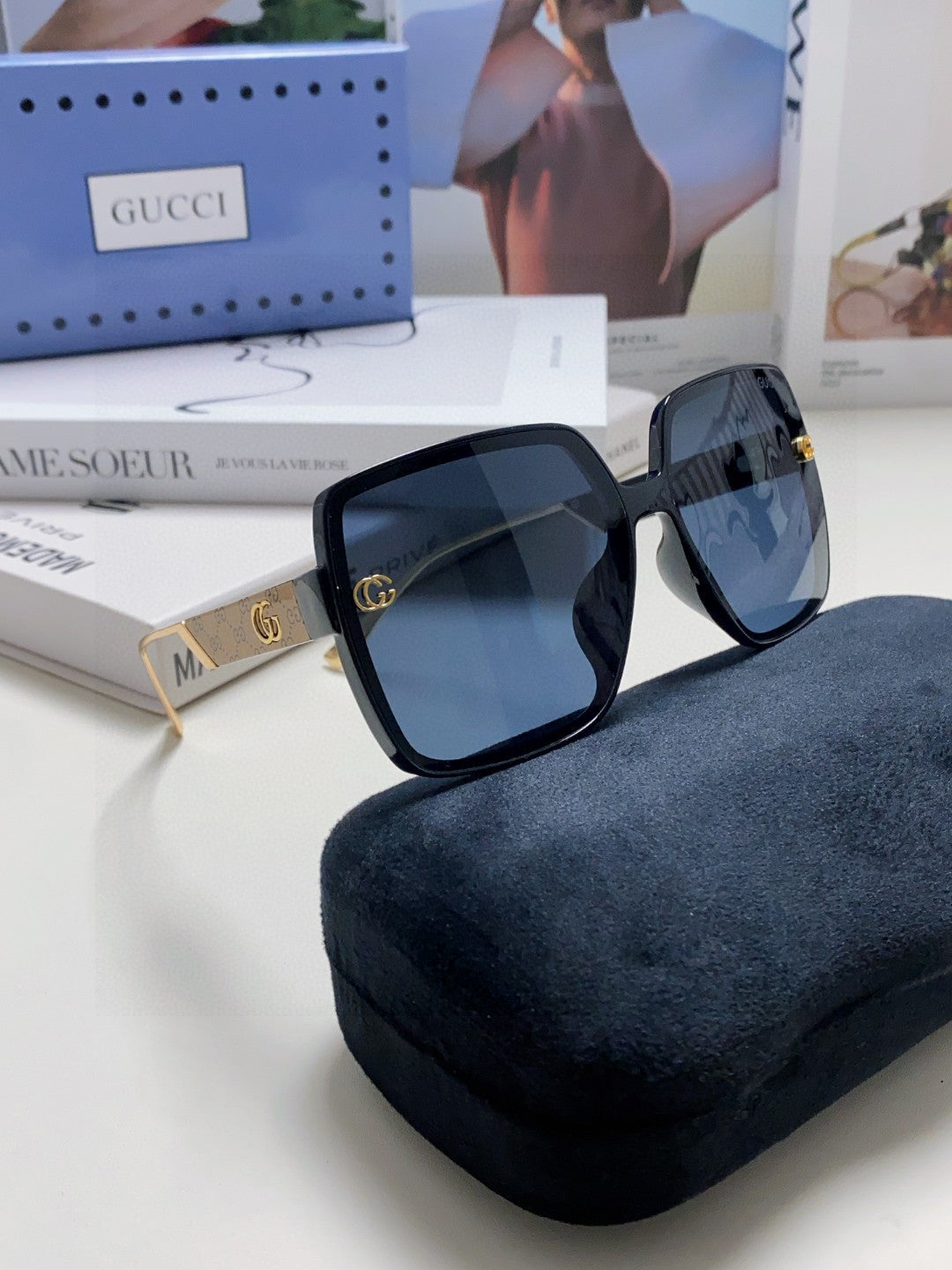 SQUARE FRAME SUNGLASSES  567447 IN ACETATE - Brown