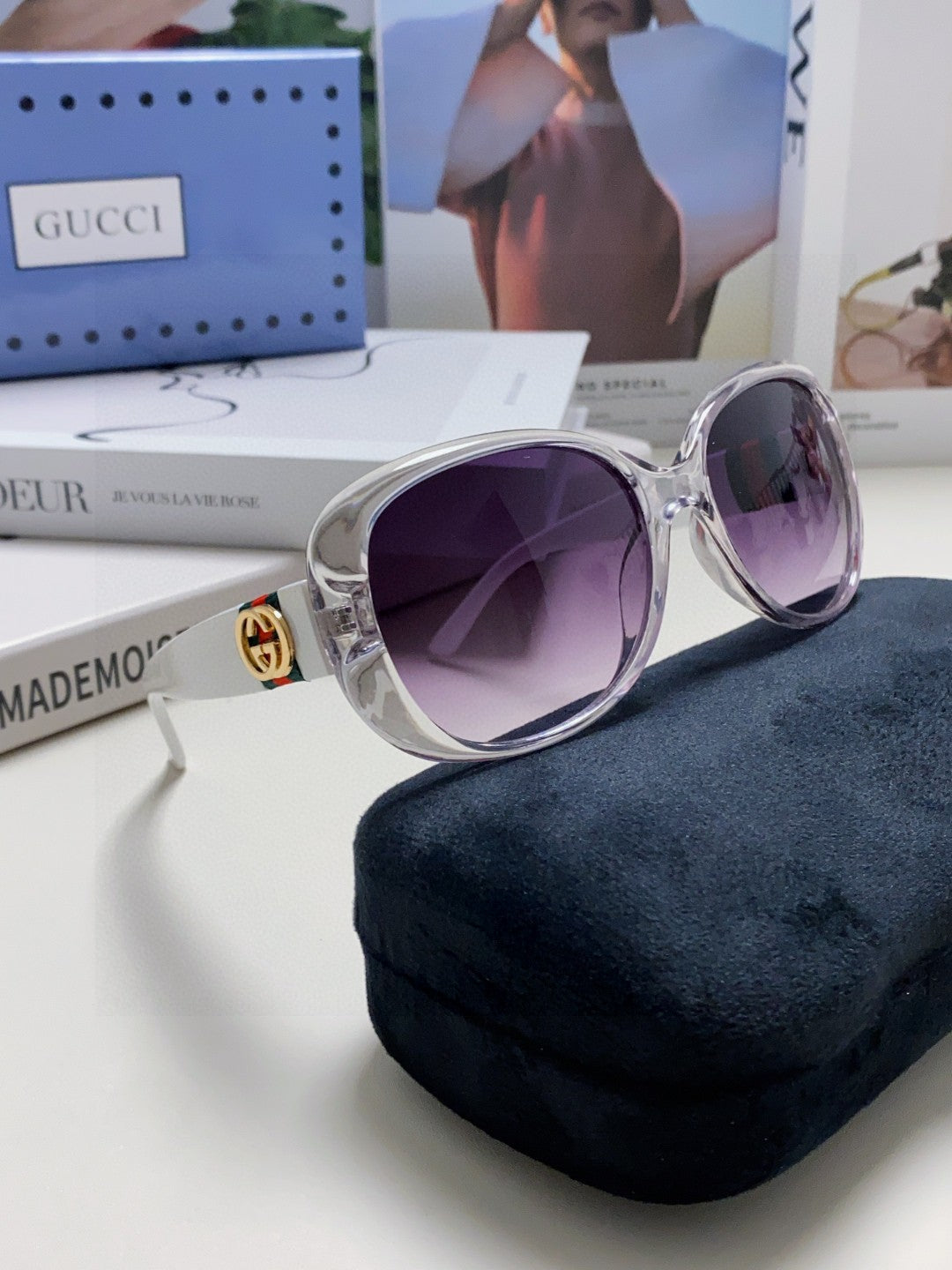 ROUND FRAME SUNGLASSES 567450 IN ACETATE - Black