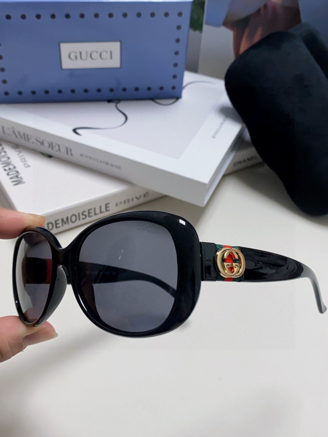 ROUND FRAME SUNGLASSES 567450 IN ACETATE - Black