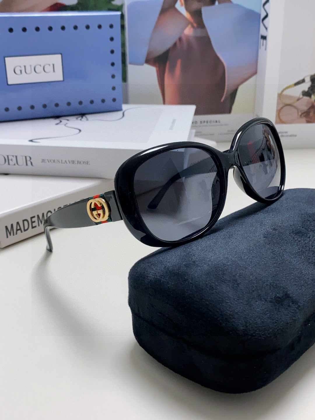 ROUND FRAME SUNGLASSES 567450 IN ACETATE - Black