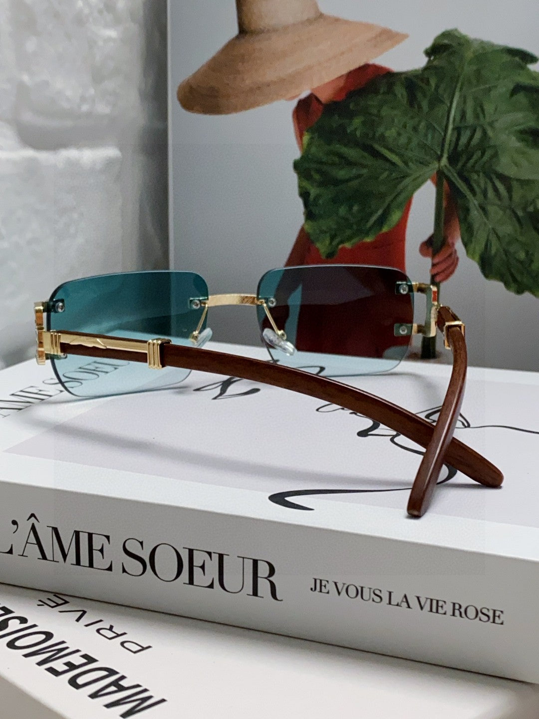 CRYSTAL STUDDED C DE RECTANGULAR FRAME SUNGLASSES 533159 IN METAL - Light green