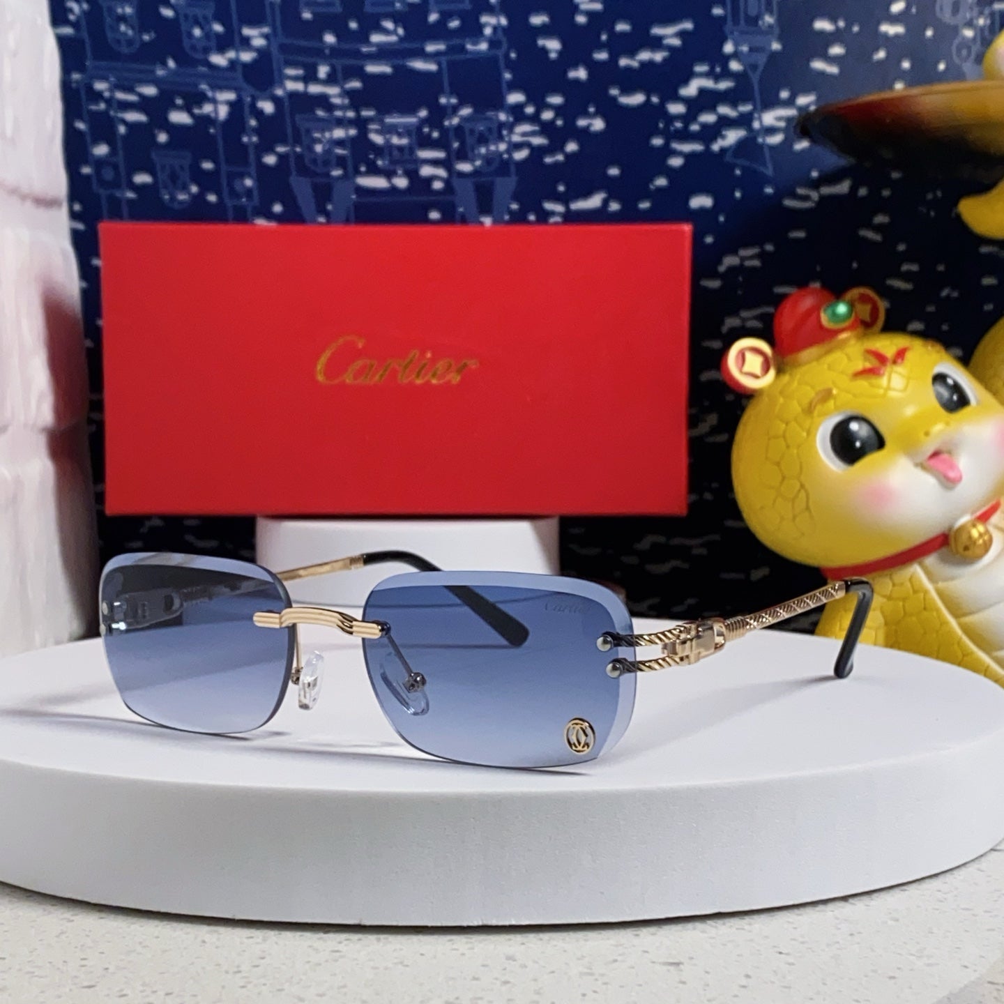 SIGNATURE C DE RECTANGULAR FRAME SUNGLASSES 533233 IN METAL - Light brown