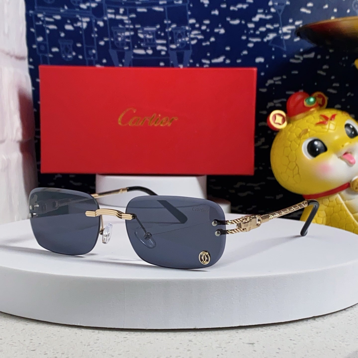 SIGNATURE C DE RECTANGULAR FRAME SUNGLASSES 533233 IN METAL - Light brown