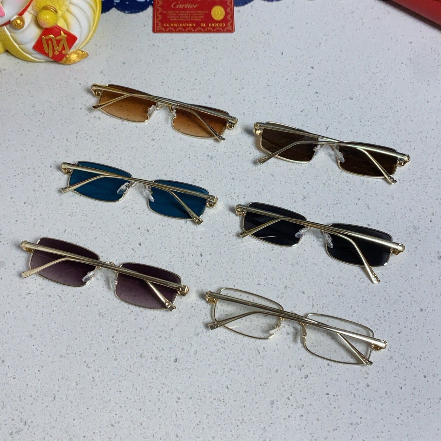 PANTHÈRE RECTANGULAR FRAME SUNGLASSES CT0473S IN METAL - White