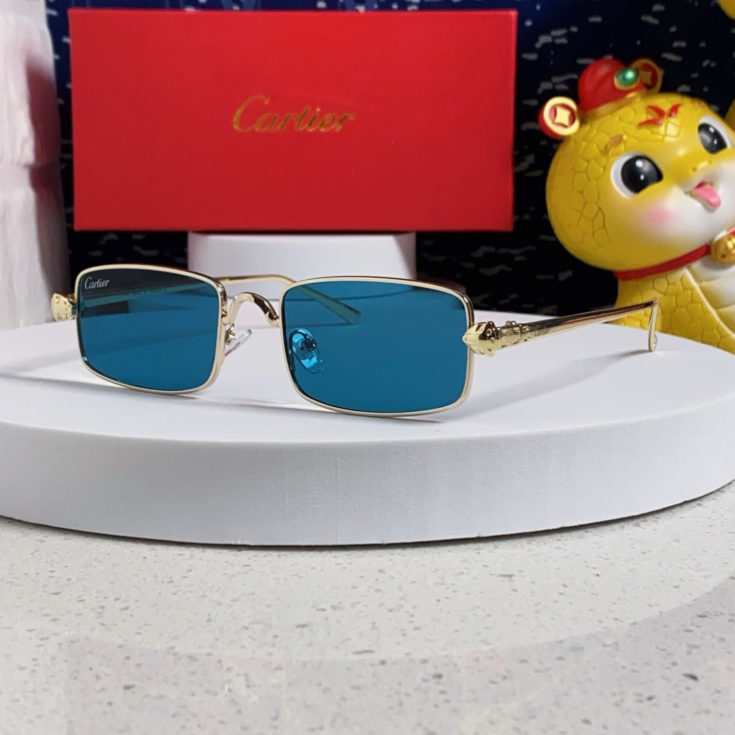 PANTHÈRE RECTANGULAR FRAME SUNGLASSES CT0473S IN METAL - White
