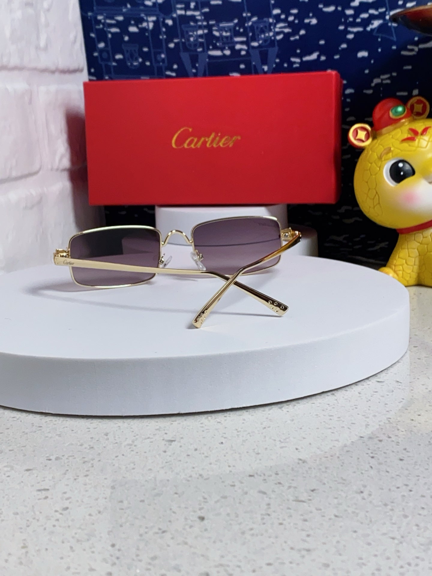 SANTOS RECTANGULAR FRAME SUNGLASSES CT0473S IN METAL - Purple