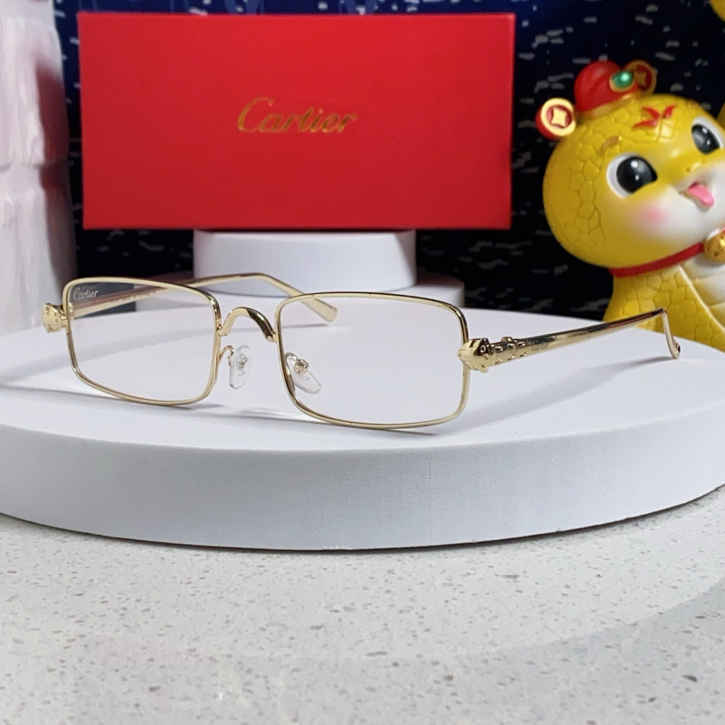 PANTHÈRE RECTANGULAR FRAME SUNGLASSES CT0473S IN METAL - White