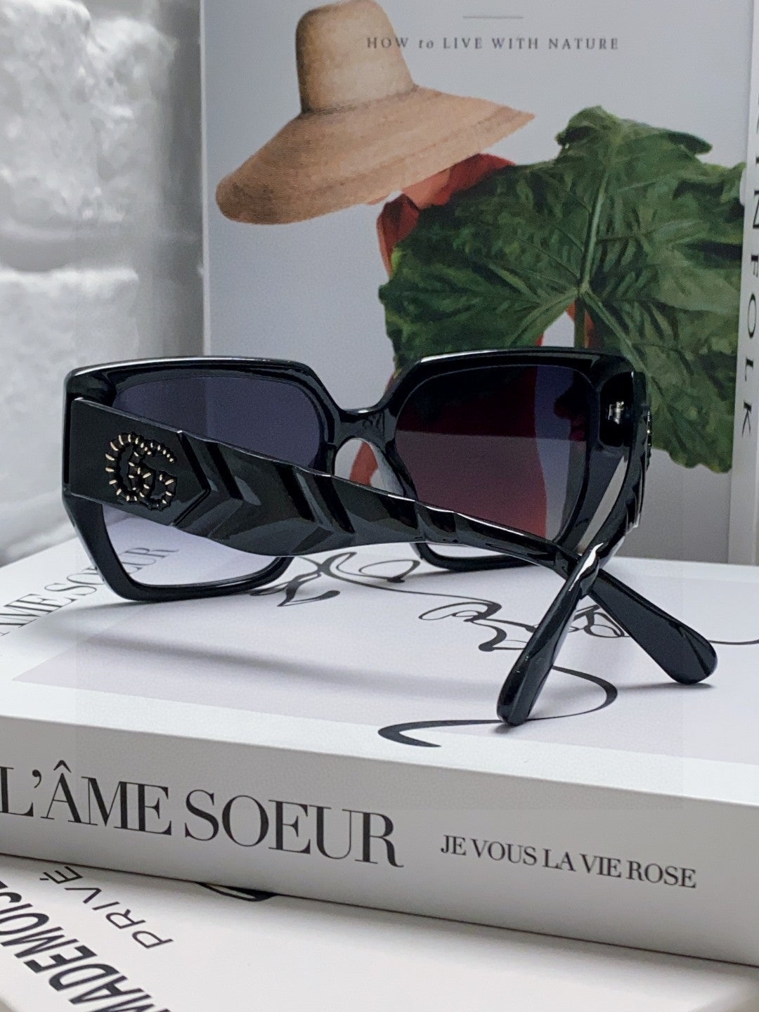 SQUARE FRAME SUNGLASSES 570209 IN ACETATE - Black