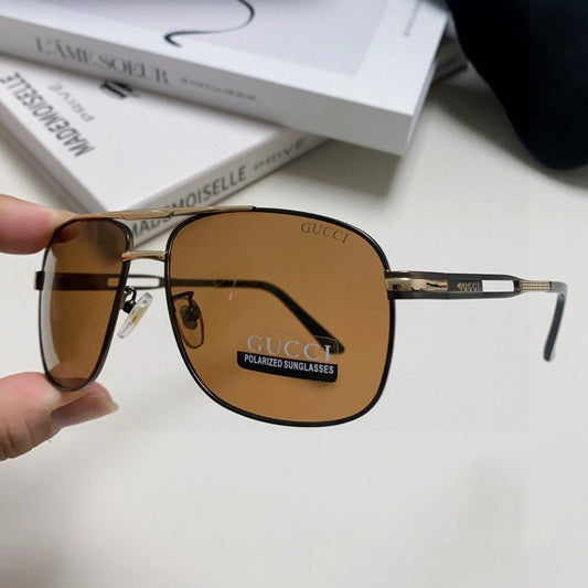NAVIGATOR FRAME SUNGLASSES 570256 IN METAL - Silver/ brown