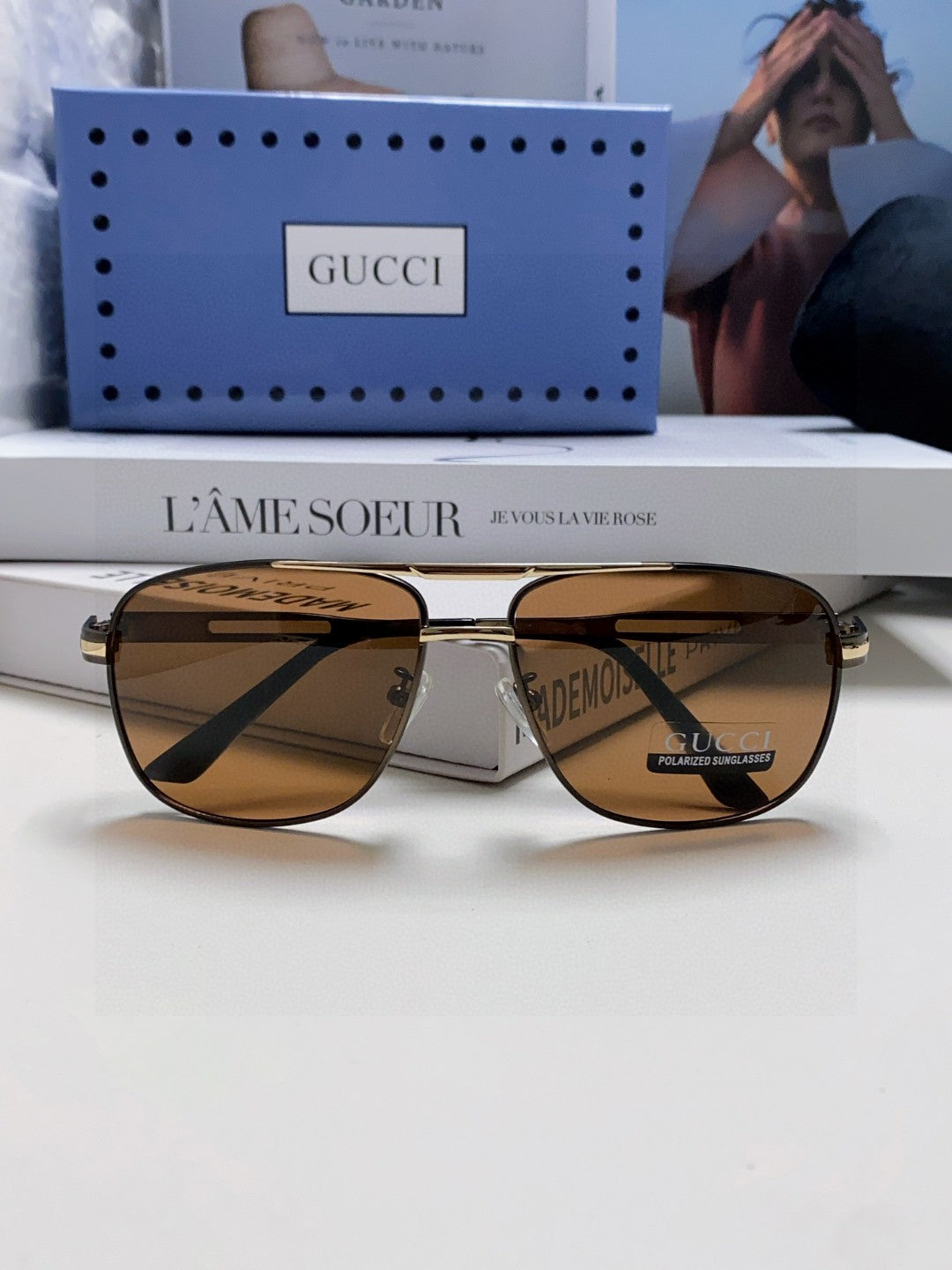 NAVIGATOR FRAME SUNGLASSES 570256 IN METAL - Silver/ brown