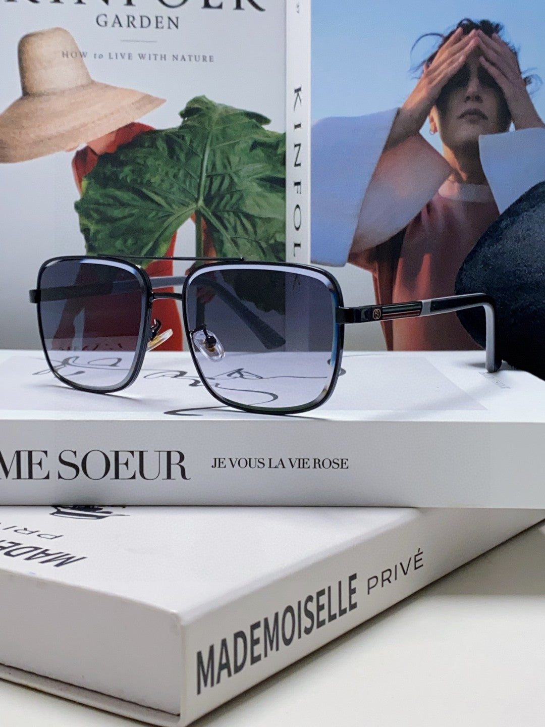 SQUARE FRAME SUNGLASSES 570213 IN METAL - Smoke