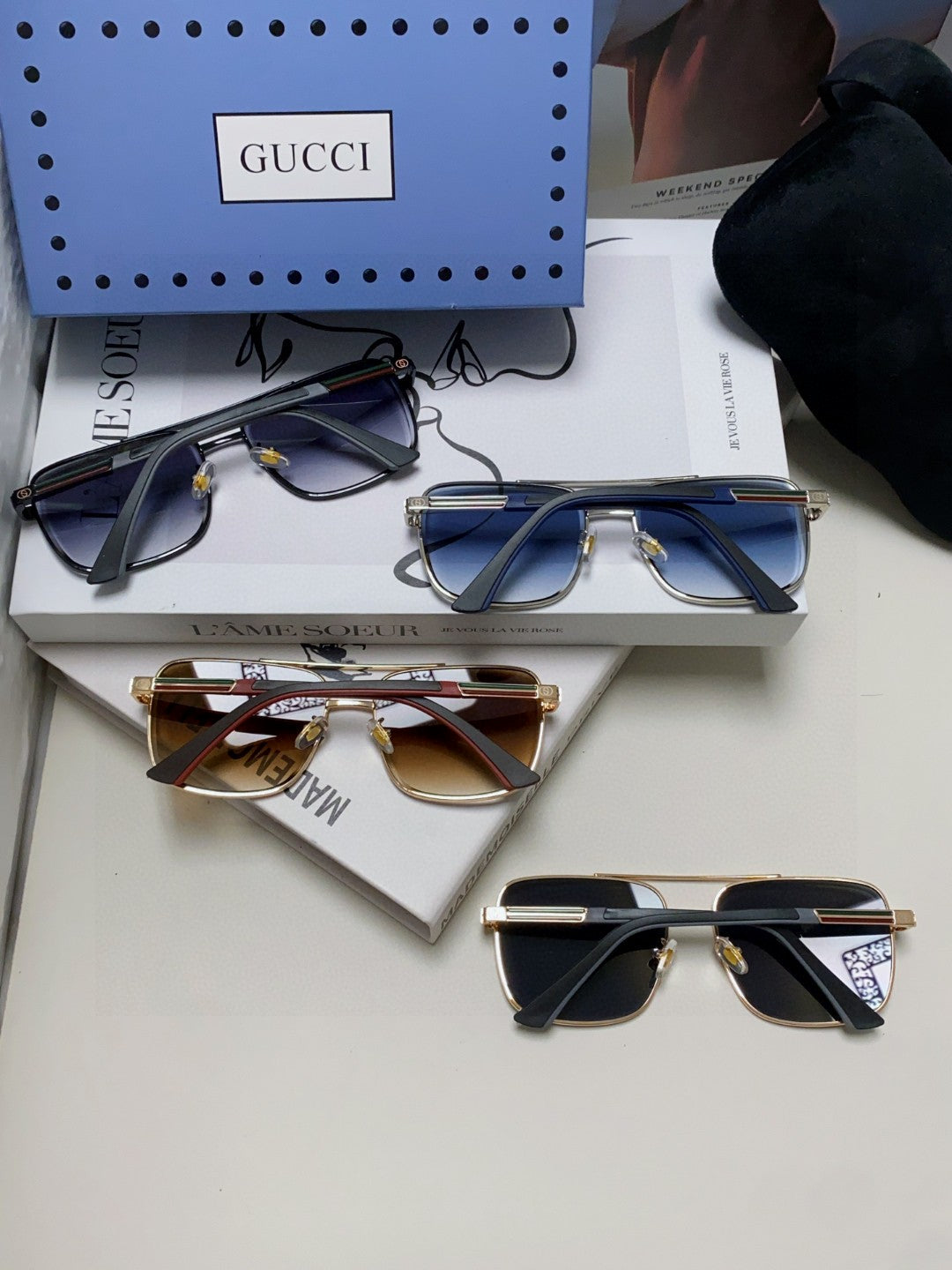 SQUARE FRAME SUNGLASSES 570213 IN METAL - Smoke
