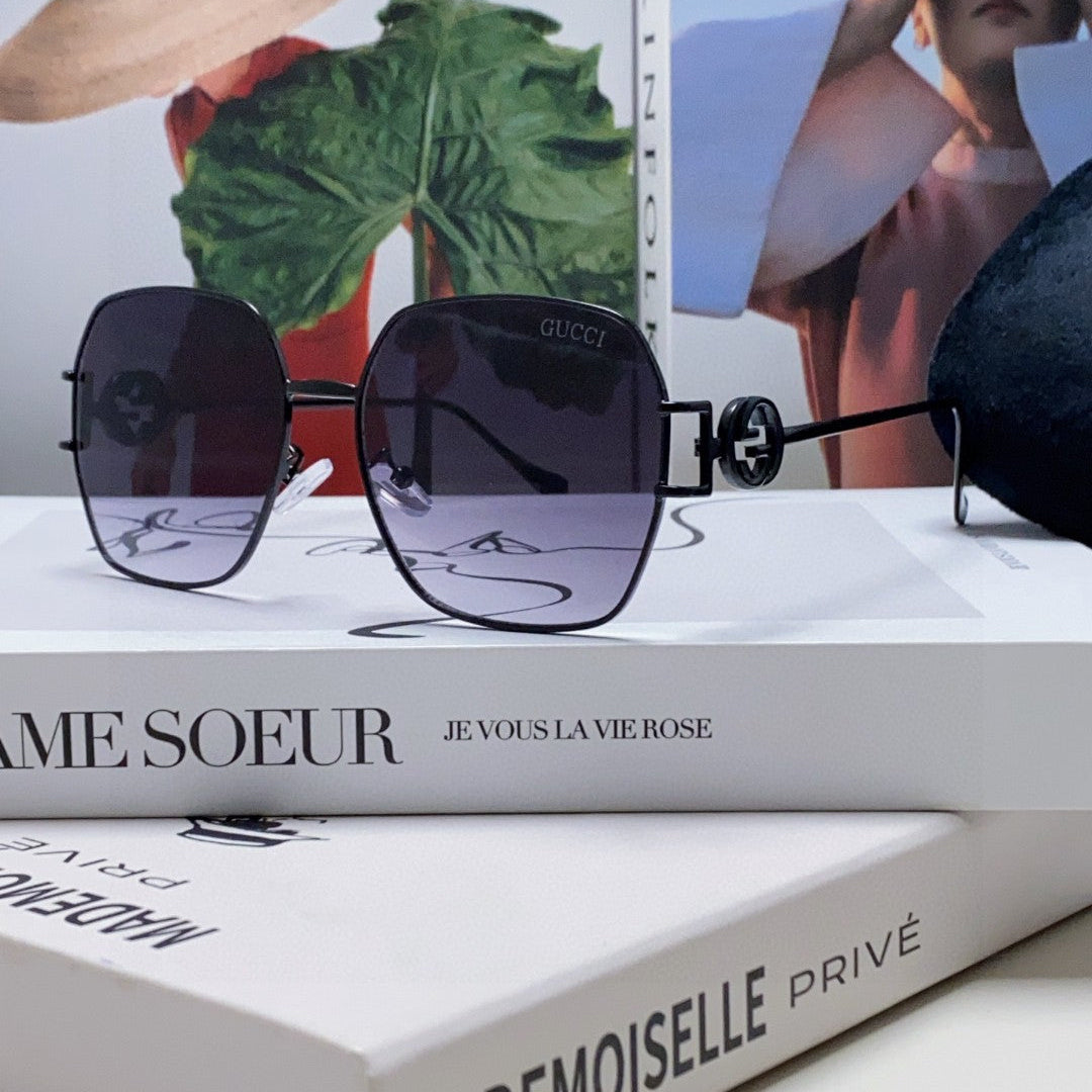 SQUARE FRAME SUNGLASSES 570217 IN METAL - Gradient purple