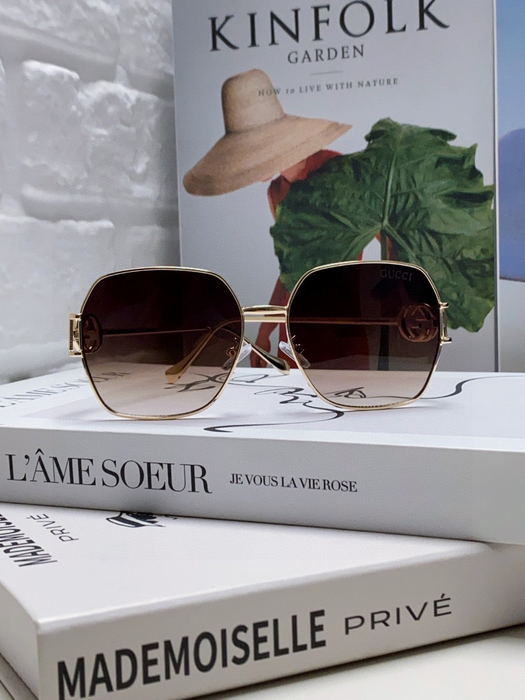 SQUARE FRAME SUNGLASSES 570217 IN METAL - Gradient purple