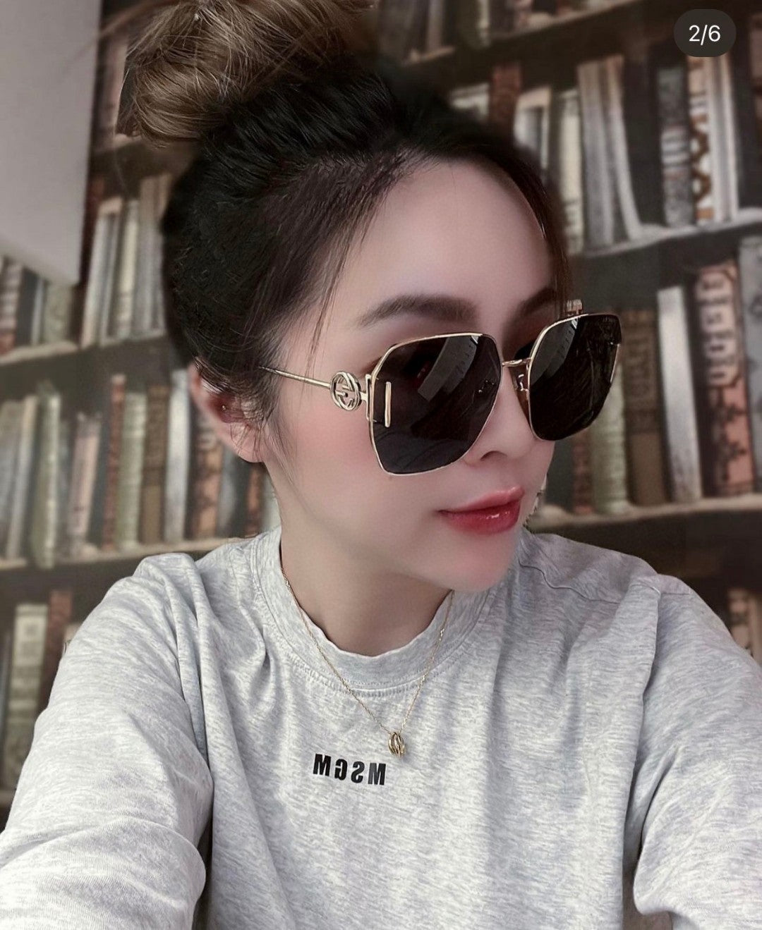 SQUARE FRAME SUNGLASSES 570217 IN METAL - Gradient purple