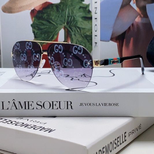 AVIATOR FRAME SUNGLASSES 570223 IN METAL - Purple oblique mask