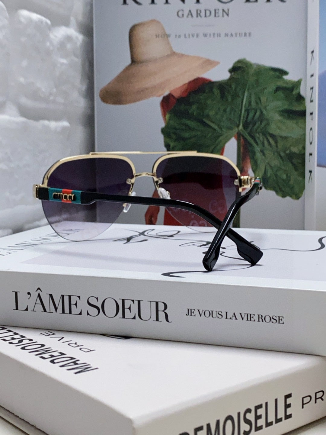 AVIATOR FRAME SUNGLASSES 570223 IN METAL - Purple oblique mask