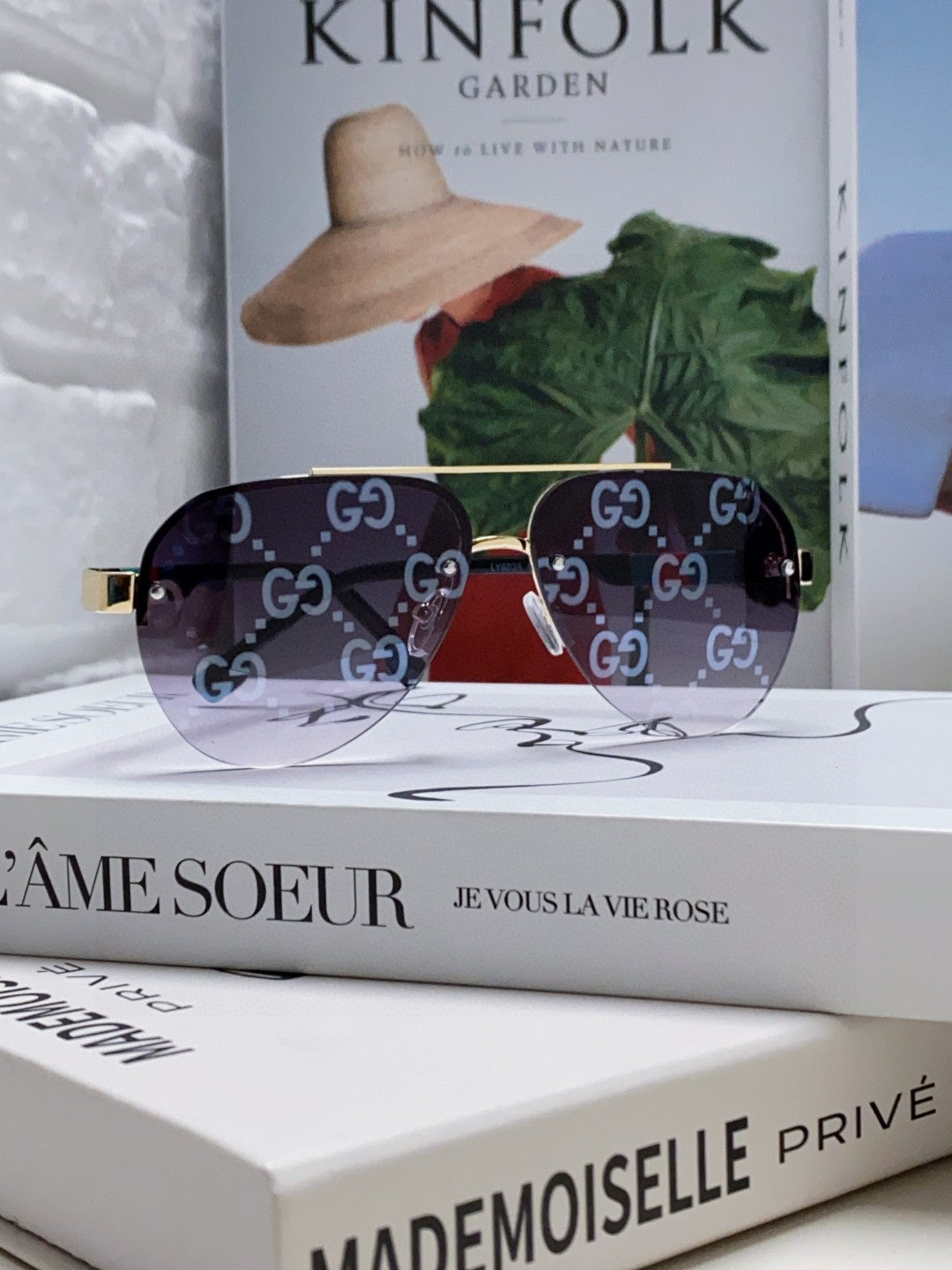 AVIATOR FRAME SUNGLASSES 570223 IN METAL - Purple oblique mask