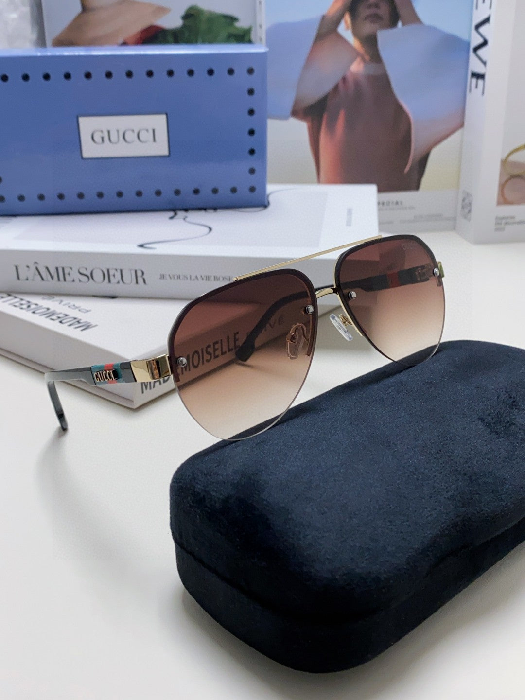 AVIATOR FRAME SUNGLASSES 570223 IN METAL - Purple oblique mask