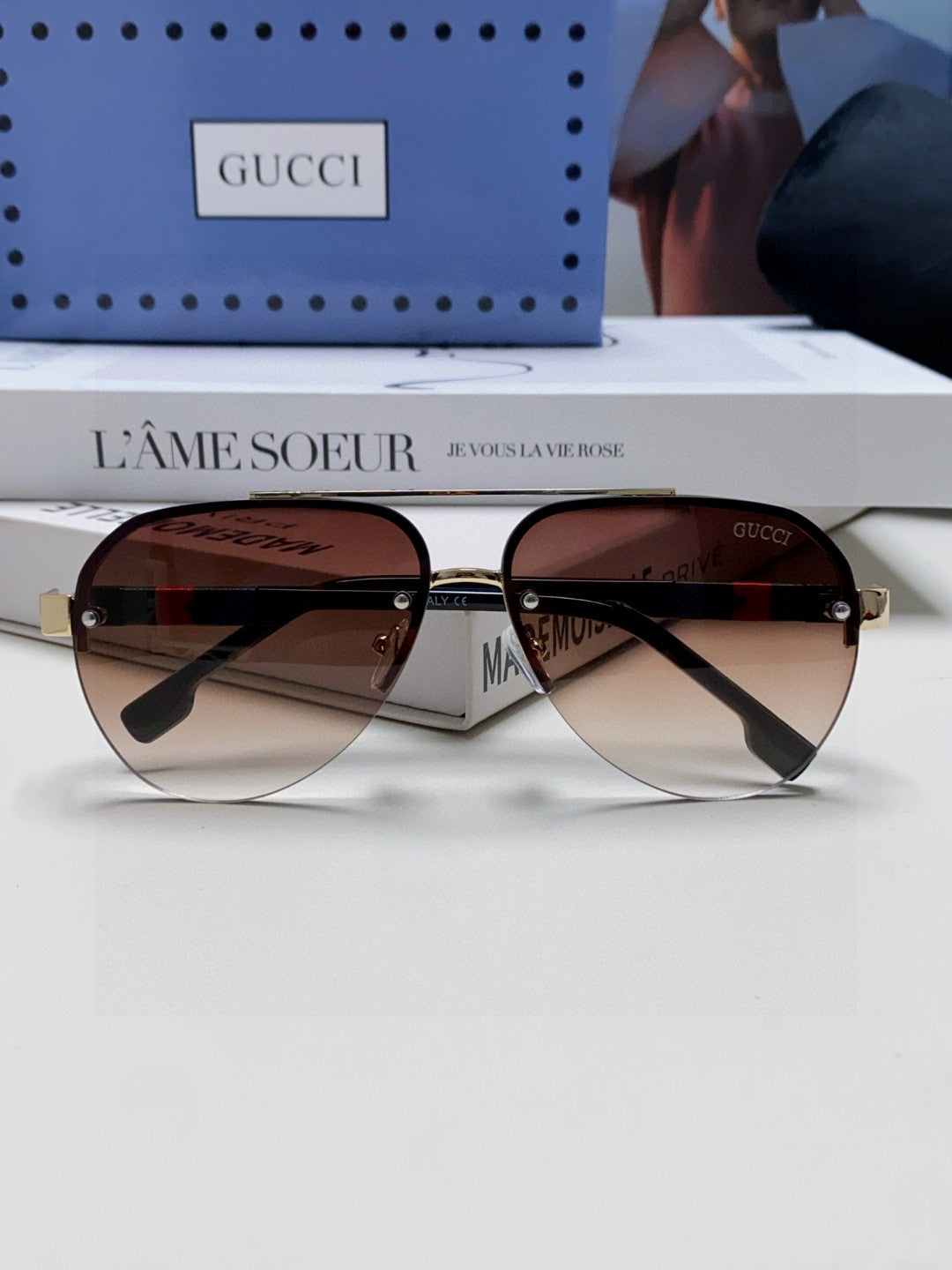 AVIATOR FRAME SUNGLASSES 570223 IN METAL - Purple oblique mask
