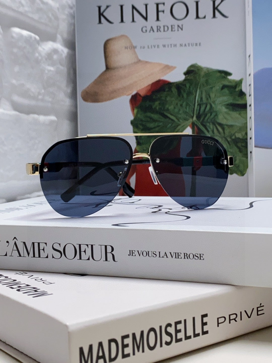AVIATOR FRAME SUNGLASSES 570223 IN METAL - Purple oblique mask
