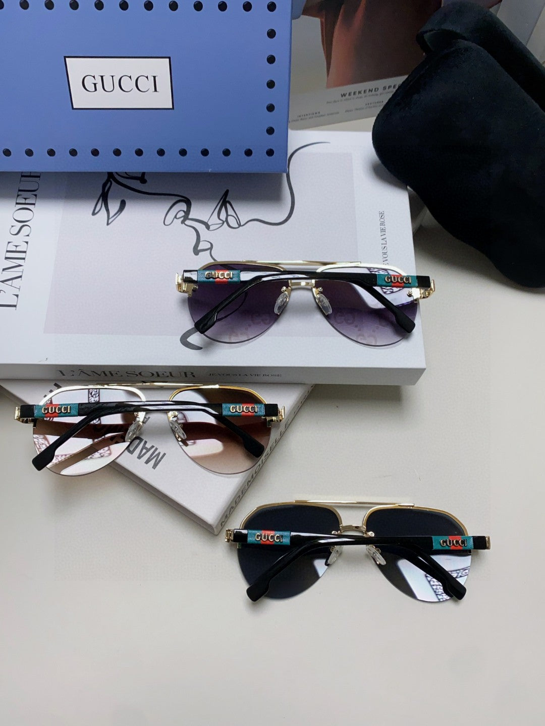 AVIATOR FRAME SUNGLASSES 570223 IN METAL - Purple oblique mask