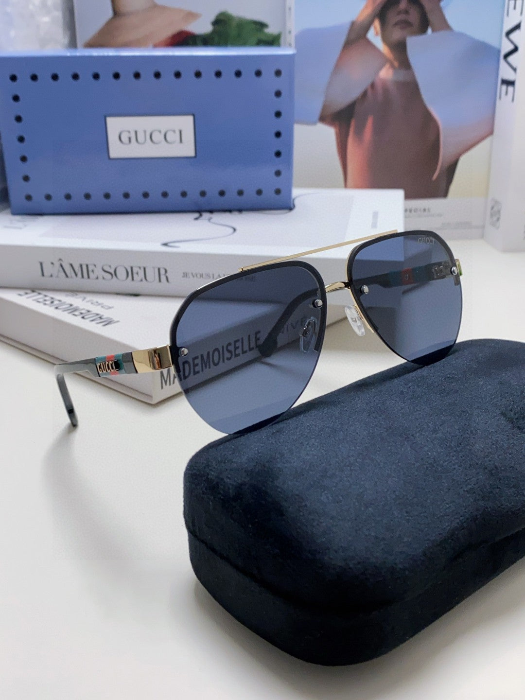 AVIATOR FRAME SUNGLASSES 570223 IN METAL - Purple oblique mask