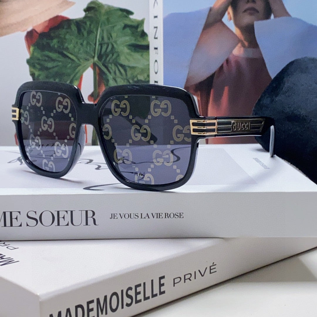 SQUARE FRAME SUNGLASSES 570231 IN ACETATE AND METAL - Black oblique mask