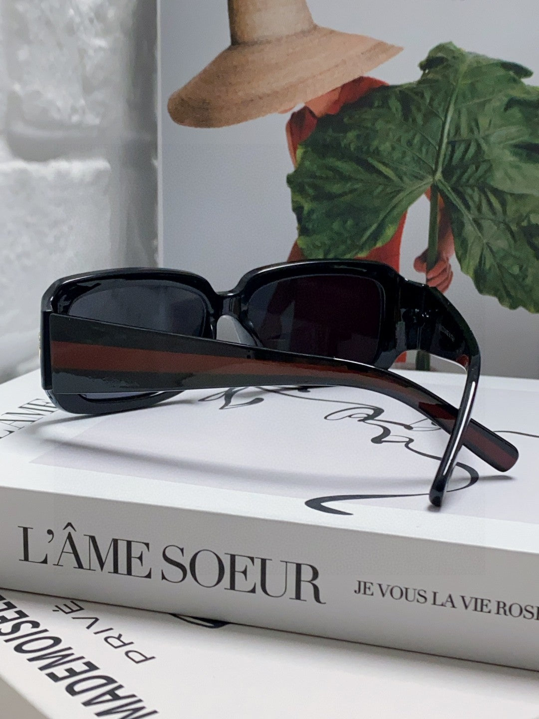 RECTANGULAR FRAME SUNGLASSES 570237 IN ACETATE - Black