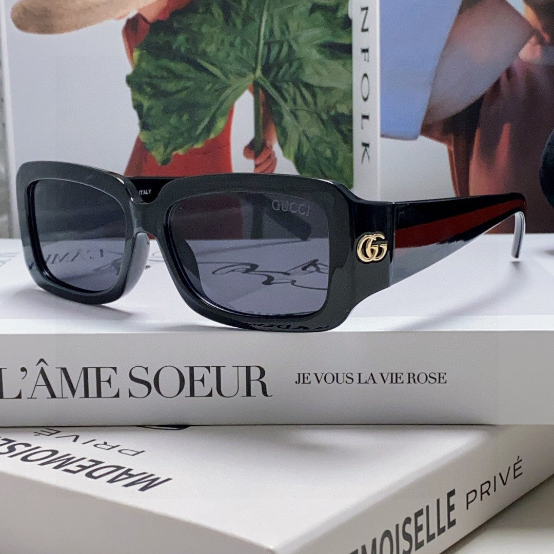 RECTANGULAR FRAME SUNGLASSES 570237 IN ACETATE - Black