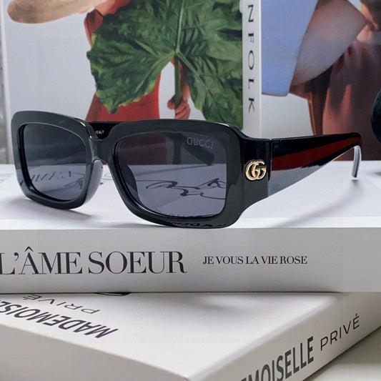 RECTANGULAR FRAME SUNGLASSES 570237 IN ACETATE - Black